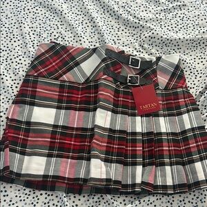 Red and Black Mini Pleated Skater Skirt